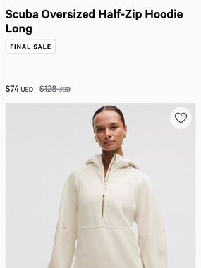 lululemon athletica Scuba Oversized Half-Zip Hoodie Long - Cream